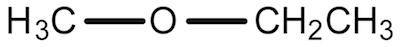 This molecule has the condensed formula C H 3 O C H 2 C H 3.