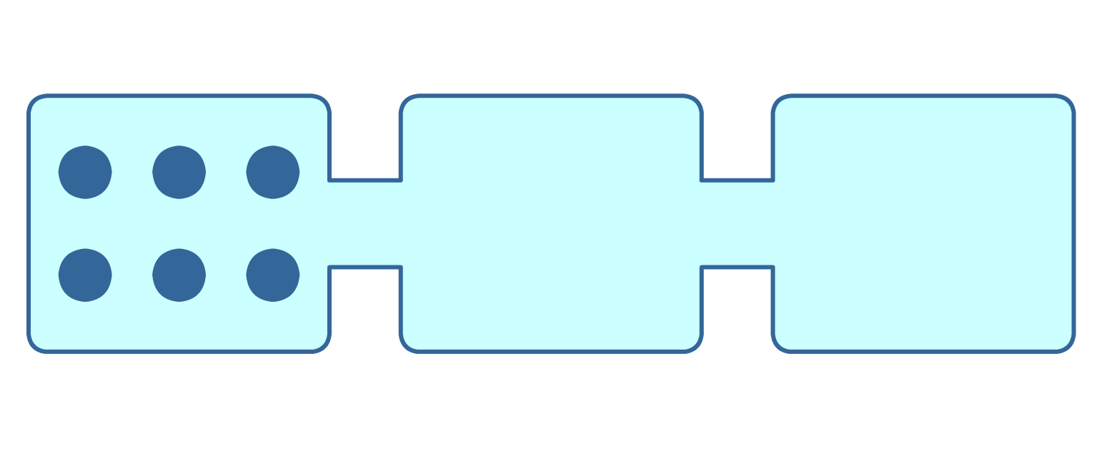 All six particles are in one container.